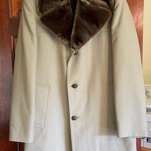 Men's Dress Coat with Fur Collar